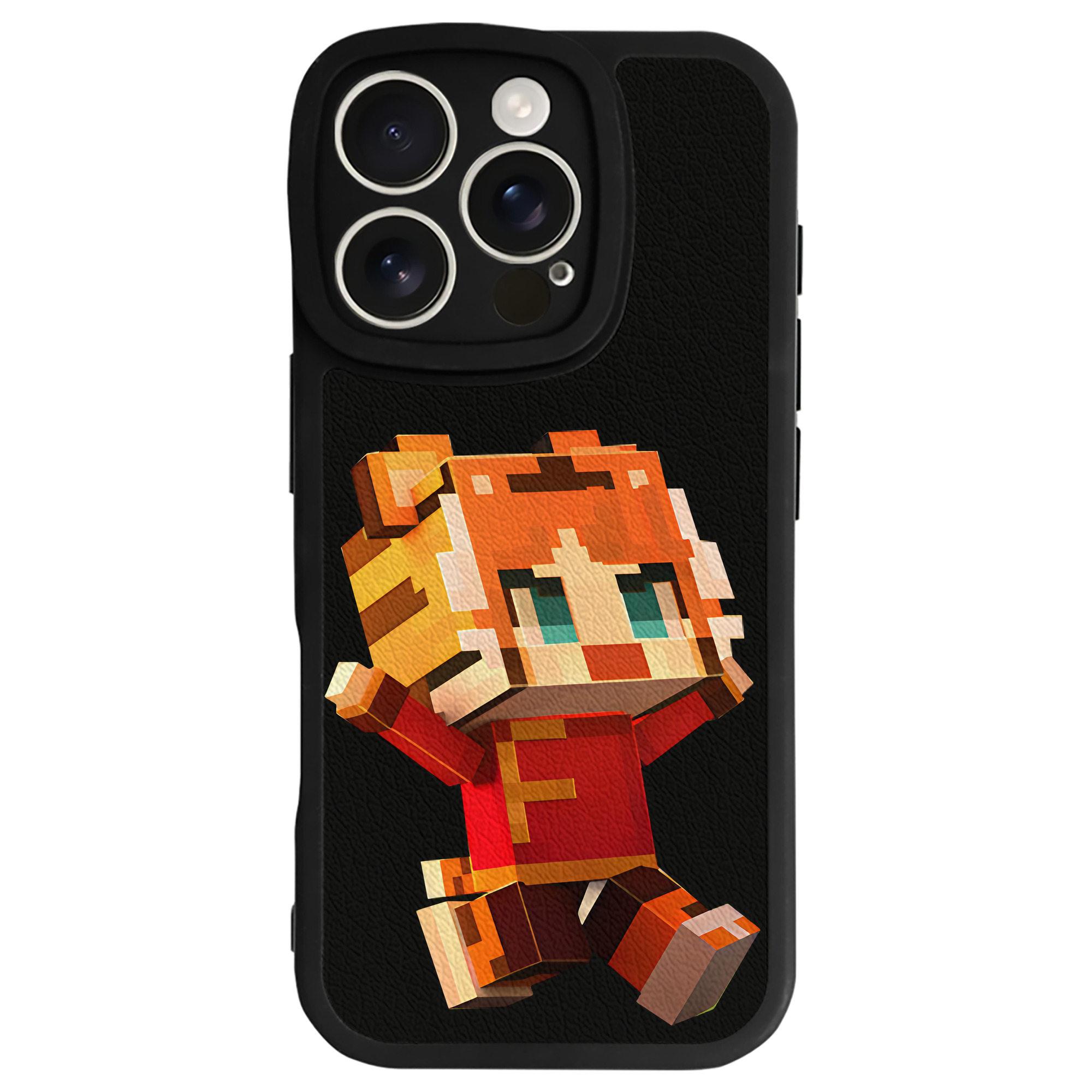 （画像用） マインクラフト ブロックの世界 Minecraft MC Block world 【iPhone 16シリーズ対応】シリコンスマホケース（レザー調） 材質：シリコン